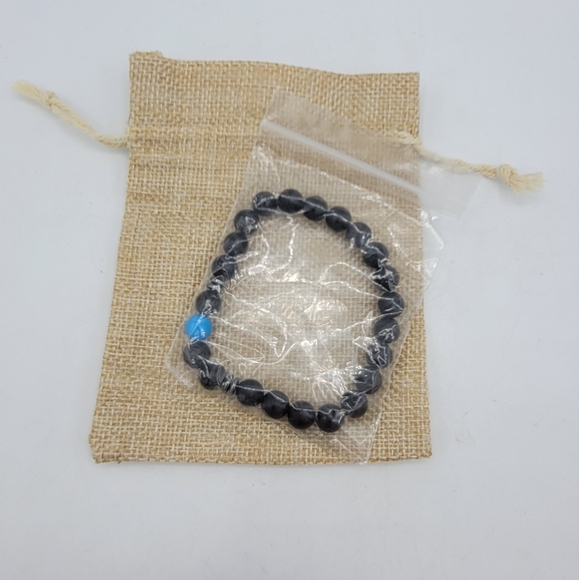 Black Matte Agate Stone Bead Stretch Yoga Bracelet New Without Tags NWT - Picture 6 of 6